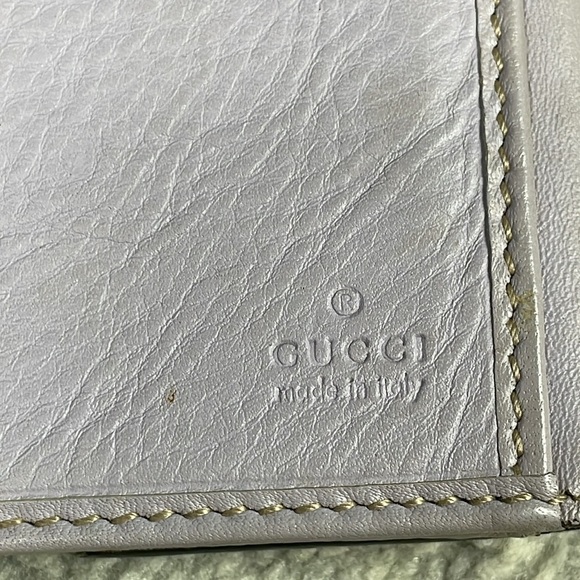 Gucci Monogram GG Long Wallet Double Sided Tan Lilac Heart Clasp - Picture 16 of 17